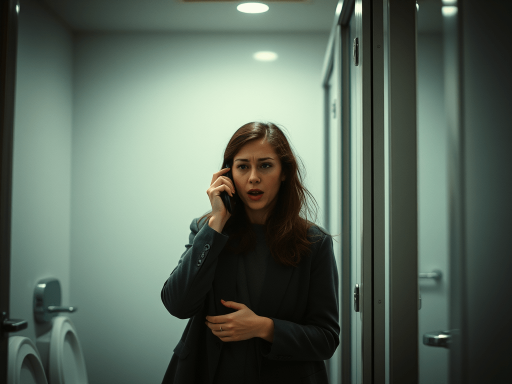 This might not be a law but it should be- it should be against the law to talk on your cell phone while you are in a public&nbsp;bathroom.